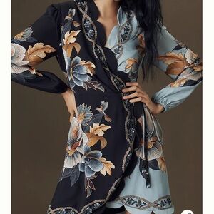 FARM Rio Black and Blue Floral Mini Dress